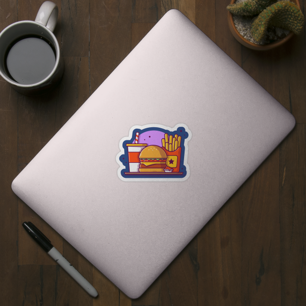 Burger, French fries And Soft Drink Cartoon Vector Icon Illustration by Catalyst Labs